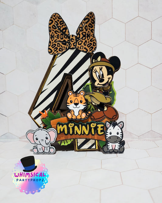 3D Letter or Number block - Minnie Safari