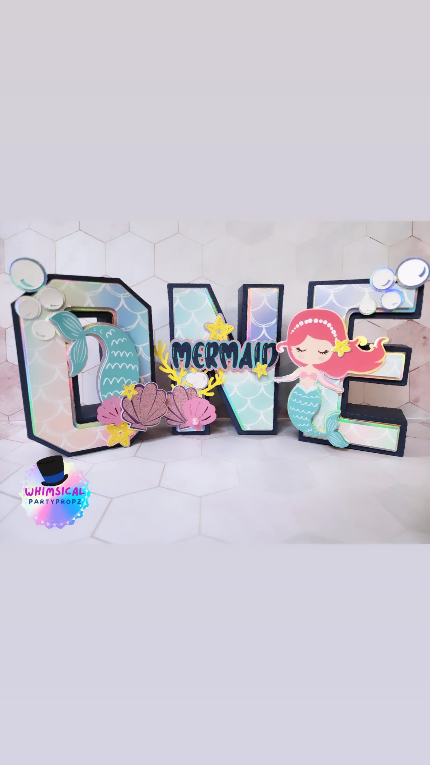 3D Letter or Number Block - Mermaid Theme