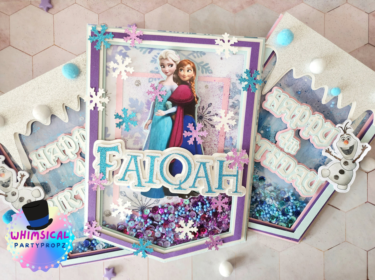 Princess Anna and Princess Elsa, Frozen - WHIMSICAL 3-flags banner