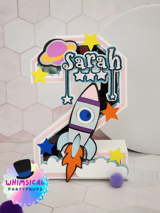 3D Letter or Number Block - Standard size - Spaceship, to the moon theme